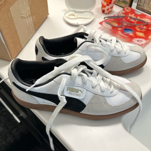 Puma Shoes - Puma Palermo White and Black Sneakers